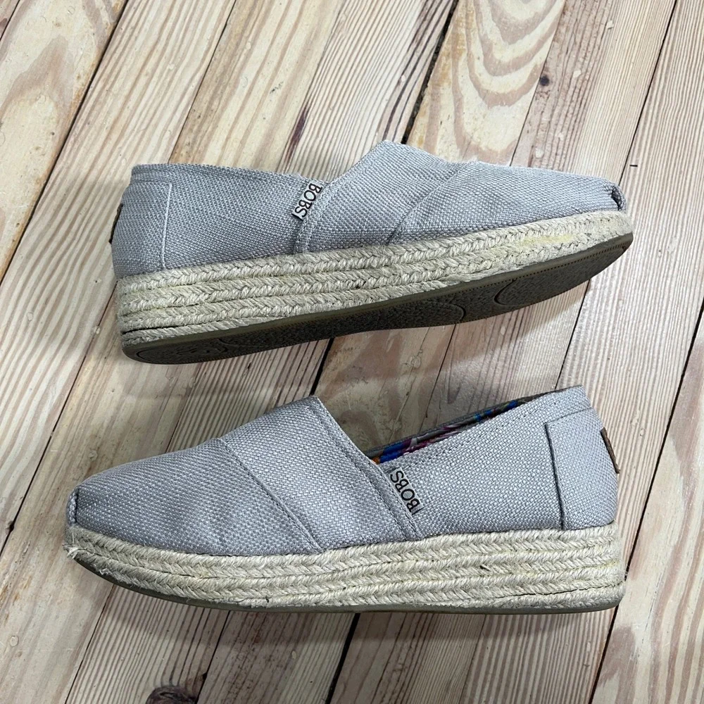 Skechers Bobs Highlights 2.0 Taupe Espadrille Platform Slip On Shoes Womens‎ 8.5